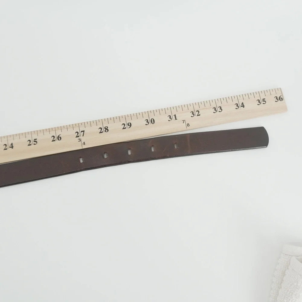 Leather Belt Mens 30 Brown Distressed Horseshoe Buckle Casual